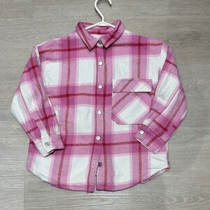 Zara Kids Pink and White Checkered Button-Down Shirt